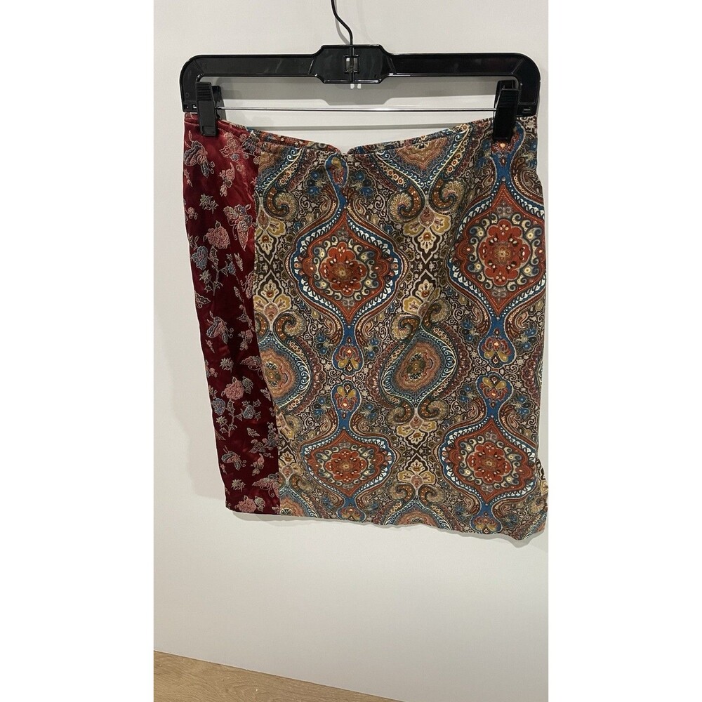 JM Collection Vintage BoHo Tapestry Paisley Below Knee Length Skirt Size M